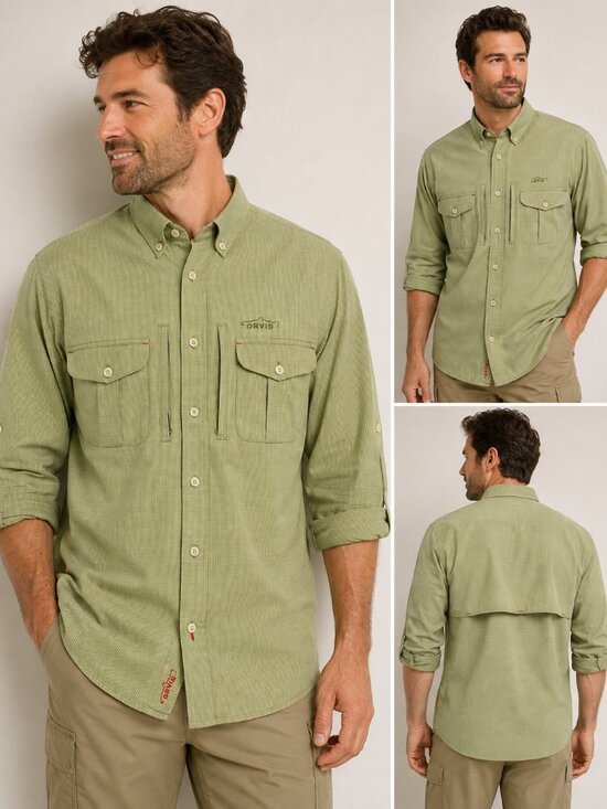 Orvis Other - Orvis Trout Bum Men's L Fishing Shirt Green Check Vented Long Sleeve